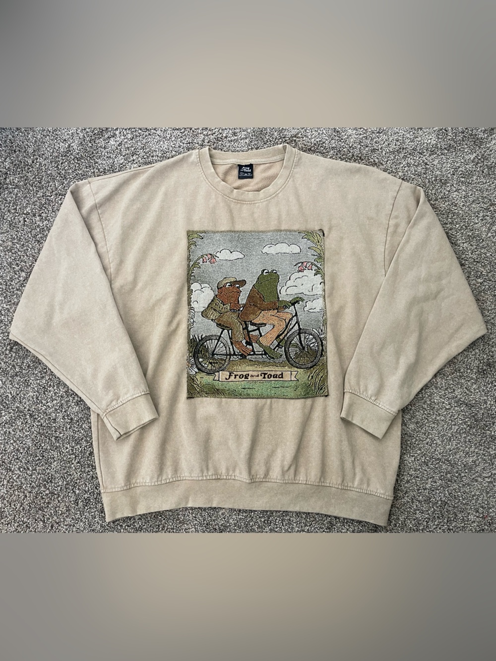 Frog and Toad Together Woven Bike Tapestry Crewneck Sweatshirt Size 2XL